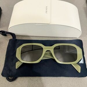 Prada Runway 49mm Rectangular Sunglasses (green)